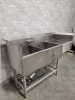 Stainless Steel Double Sink, 62.5" x 26" x 36" with 14" Drainboard - 2