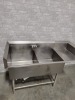 Stainless Steel Double Sink, 62.5" x 26" x 36" with 14" Drainboard - 3