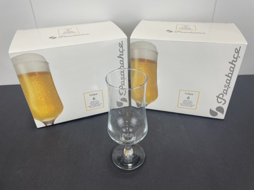 12oz Tulipe Beer Glasses - Lot of 12 (2 Boxes)