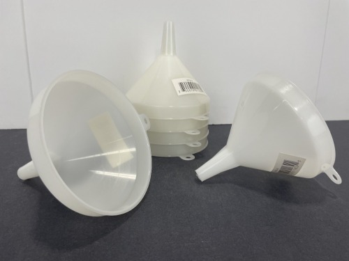 4.75" White Plastic Funnel - Lot of 6