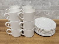 Dudson Ivory Coffee Mugs with Saucers - Lot of 12 (24 Pieces)