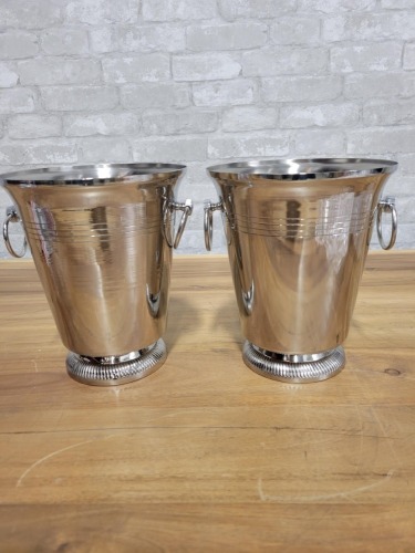 Stainless Ice Buckets, 8" x 9-1/4" - Lot of 2