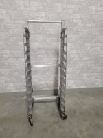 Folding Stainless Pan Rack on Casters - Fits 12 Half Size Pans