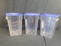 22qt Clear Polycarb Ingredient Bins with Lids - Lot of 3
