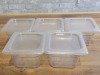 Cambro Clear 1/6 Size 4" Depth Poly Inserts with Lids - Lot of 5 (10 Pcs)