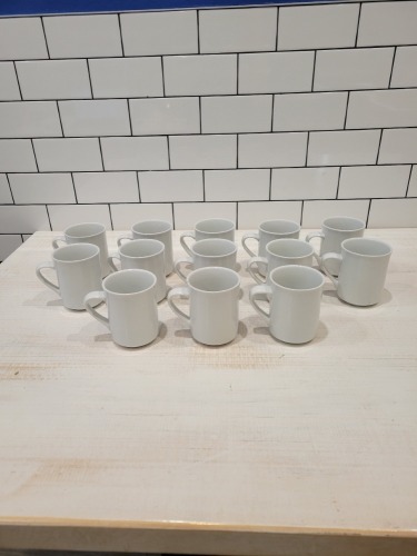 4" Tall White Coffee Mugs - Lot of 13