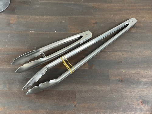 16" and 9" Heavy Duty Stainless Steel Tongs - Lot of 2 Pieces
