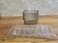 1/3 Size 4" Stainless Inserts with Poly Lids - Lot of 8 (16 Pcs)