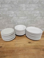 White Dinnerware - 11.5" Platters, 9" Bowls, 9" Plates - Lot of 60 Pieces
