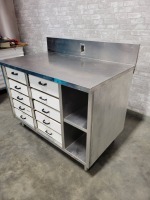 Stainless Steel Cabinet with Drawers, 7" Backsplash