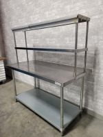 Stainless Steel Table with Double Overshelf and 2 Receipt Bars 60"x30"