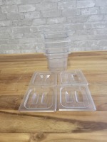 Cambro Clear Poly Inserts 1/6 6" Depth with Lids - 8 Pieces