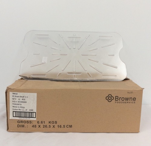 Full Size Polycarbonate Drain Shelves, Browne 38010 - Lot of 24 (2 Cases)