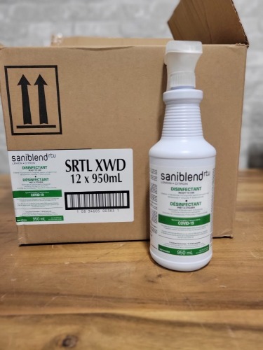 Saniblend Lemon Disinfectant Cleaner - Box of 12 1L with 1 Spray Nozzle