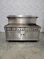 Quest 60" Range with 48" Flat top griddle and 4 burners - NG