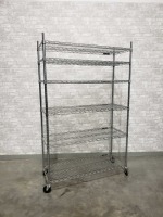 Chrome Wire Rack on Wheels with 6 Shelves