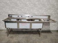 Three 24" Compartment Sink With Right Drain Board