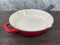 12" Tramontina Red and White Enamelled Cast Iron Fry Pan
