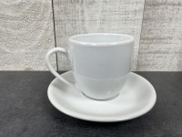 Plain White Espresso Cups with Saucers - Lot of 24 (48 Pieces)