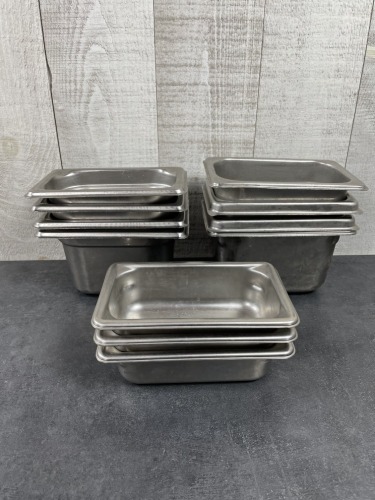 1/9 Size Stainless Steel Food Pans - Lot of 11