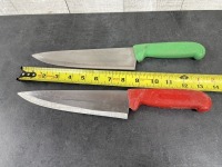 Red and Green Chef's Knives - Lot of 2