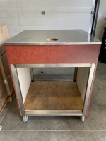 32.5" x 28" x 42" Wood/Stainless Oven Stand with Drawer