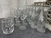 25 Comp. Rack - (9) 11oz Perception Wine, Libbey 3057 (11) 500ml Decanters, Libbey 97001 (7) Rocks Glasses - 2