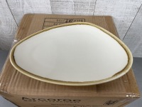 10" x 7" Terrastone White Porcelain Oval Platter, Arcoroc FJ547 - Lot of 12