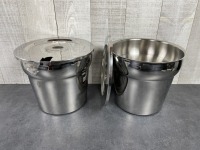 8qt Stainless Steel Insert Pan and Lid - Lot of 2 (4 Pieces)