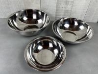 Heavy Duty Stainless Steel Bowl - Lot of 3 Pieces