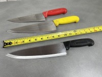 Used, Sharpened Knives (Black, Yellow, Red) - Lot of 3
