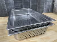 4" Deep Full Size Perforated Stainless Insert Pans, New - Lot of 2