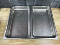 2.5" Deep Full Size Perforated Stainless Insert Pans, New - Lot of 2