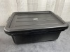 21" x 15" x 7" Black Tote Boxes with Lids, New - Lot of 2 (4 Pieces) - 2