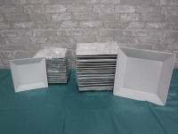 Lot of 36 White Square Plates (18 Large, 18 Side Plates)