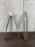 9" Heavy Duty Stainless Tongs - Lot of 2
