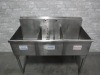 48" Compact Heavy Duty 3 Compartment Sink, No Drainboard