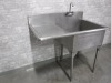 42" Stainless Steel Single Stainless Sink w/Left Drainboard and Faucet - 2