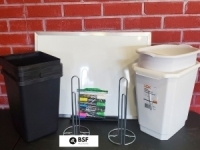 Lot of Garbage Cans, White Board and Paper Towel Holders