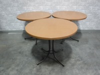 36" Round Maple Pattern Solid Tables - Lot of 3