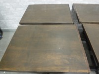 24" x 30" Walnut Stain Wood Tables with Black Bases - Lot of 6