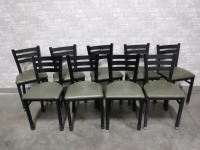 Ladderback Chairs with Green Seats - Lot of 9