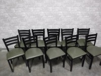 Ladderback Chairs with Green Seats - Lot of 10