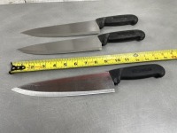 Professionally Sharpened, Black Handle Knives - Lot of 3
