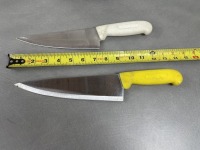 Professionally Sharpened, White/Yellow Knives - Lot of 2