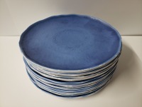 11" Dishwasher Safe Blue Rustic Plates - Lot of 17