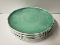 11" Dishwasher Safe Ocean Green Rustic Plates - Lot of 12