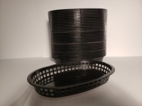 10.75" x 7" Black Tablecraft Oval Serving Baskets - Lot of 35