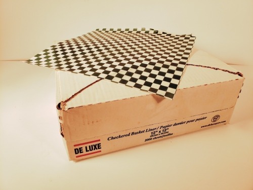 Checkered Basket Liners - 1 Opened Box (approx 2000 sheets)