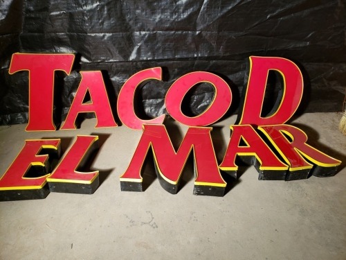Taco Del Mar Letters Only (Approx 27" x 20" Each) - Lot of 10